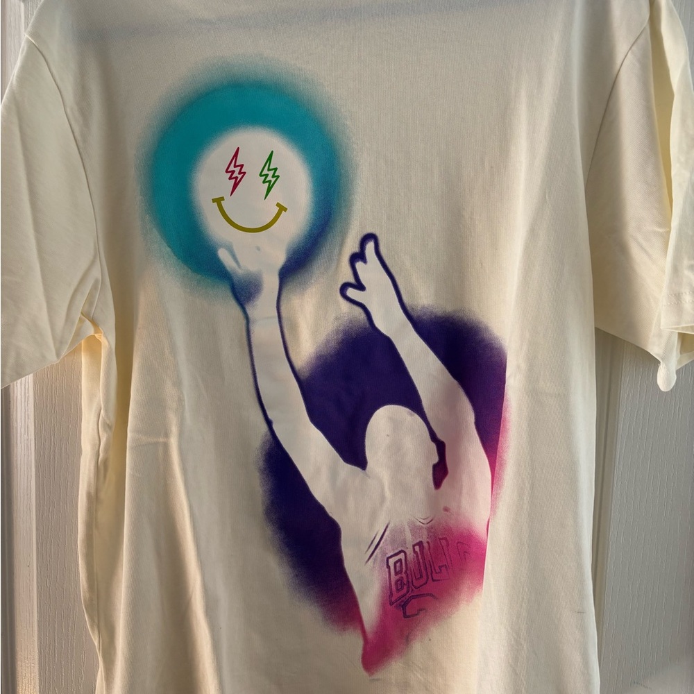 Jordan X Jbalvin Cream Tee with Blue and Purple Graphic